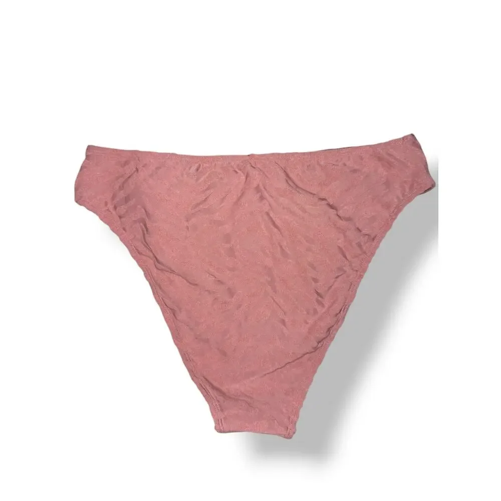 Cupshe Women’s Large Beachcomber Cross Halter Bikini Swimsuit Mauve Textured NEW